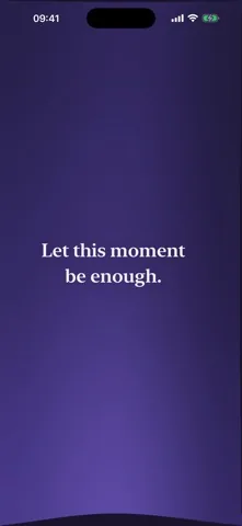 Selune feed in the dark theme showing the affirmation "Let this moment be enough."